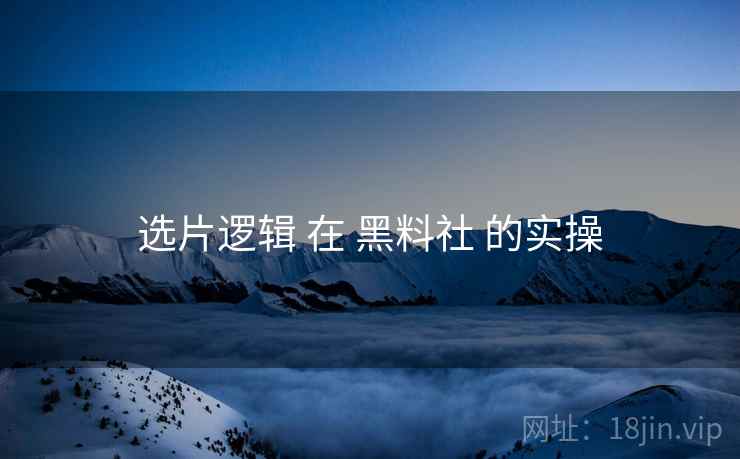 选片逻辑 在 黑料社 的实操