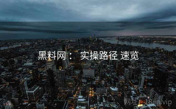黑料网 ： 实操路径 速览